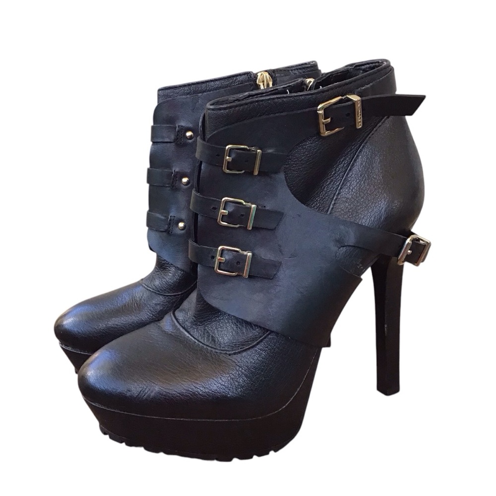 Bcbg Generation Welsh Black Leather Platform Ankl… - image 2